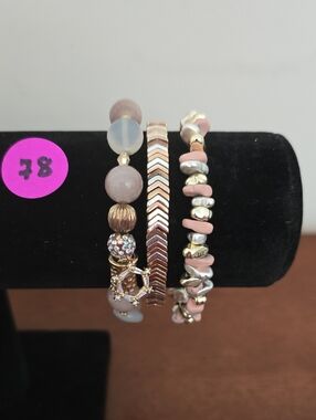 Erimish Pink and Gold Extended Layered Bracelet Trio (NWOT)